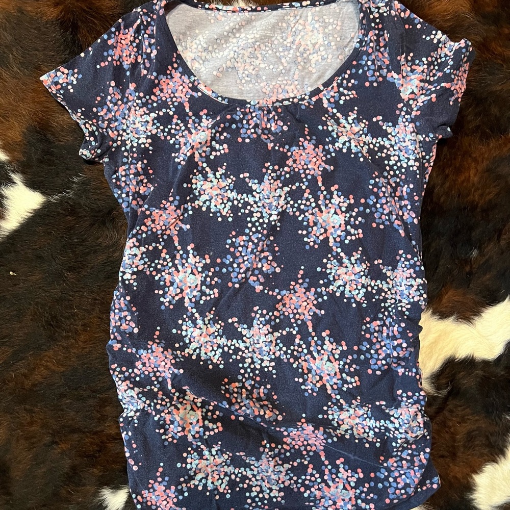 Navy Blue Patterned Maternity Shirt